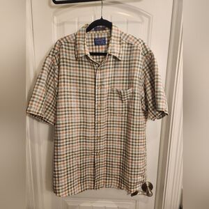 XL Pendleton City Linen Multi Colored Button Up. 55% linen 45%‎ Tencell Lyocell